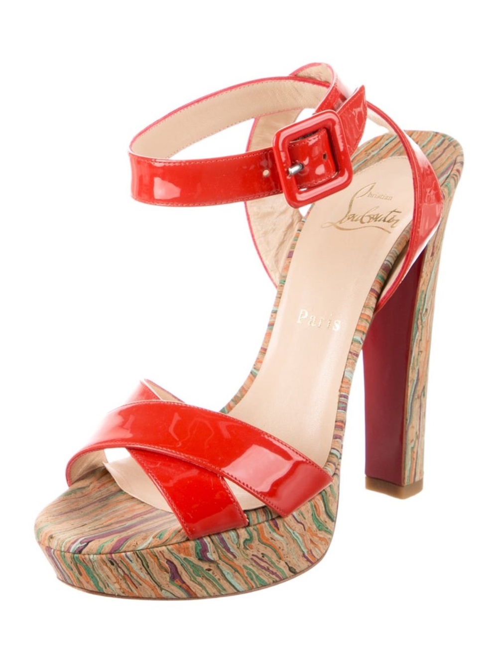 Christian Louboutin Red Patent Platform Sandal